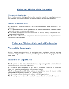 Vision and Mission of the Institution and Mechanical Engg Deptt.