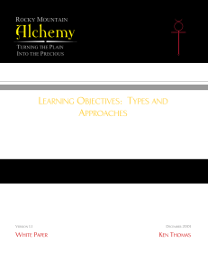 Learning Objectives Types and Approaches