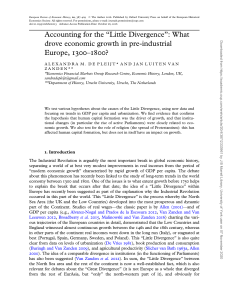 Accounting for the “Little Divergence”- What drove economic growth in pre-industrial Europe, –?