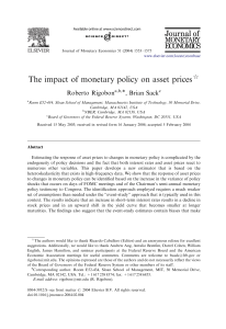 Rigobon Sack 2004 JME - The impact of monetary policy on asset prices