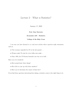 Lecture 2 -- What is Statistics