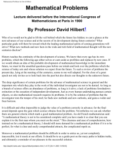 Mathematical problems, Hilbert
