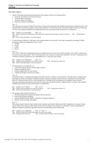 Critical Care Nursing Test Bank: Chapter 1 Overview