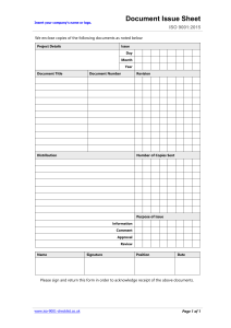 02 Document Issue Sheet