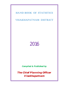 Handbook of Statistics Visakhapatnam District 2016 Andhra Pradesh