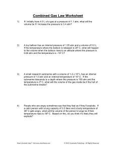 Combined Gas Law Worksheet 1