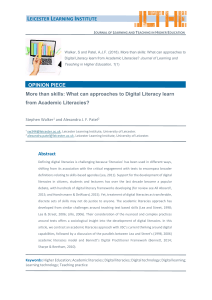 More than skills: What can approaches to Digital Literacy learn from Academic Literacies?