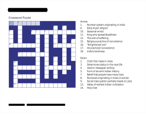 Chapter 9 Ancient India Crossword