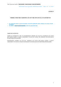 Annex 5 of the EU Horizon 2020 Grant Agreement - CFS