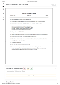 Grade 8 Creative Arts June Exam 2014