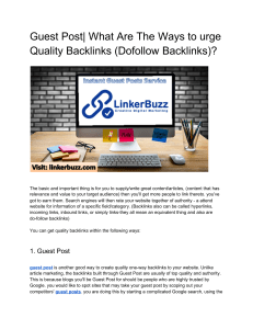Guest Post| What Are The Ways to urge Quality Backlinks (Dofollow Backlinks)?