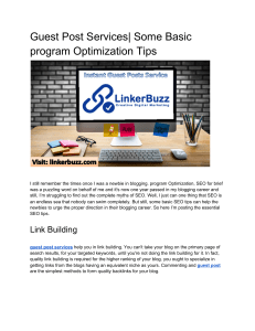 Guest Post Services| Some Basic program Optimization Tips