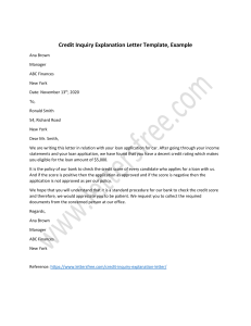 Credit Inquiry Explanation Letter Template Example
