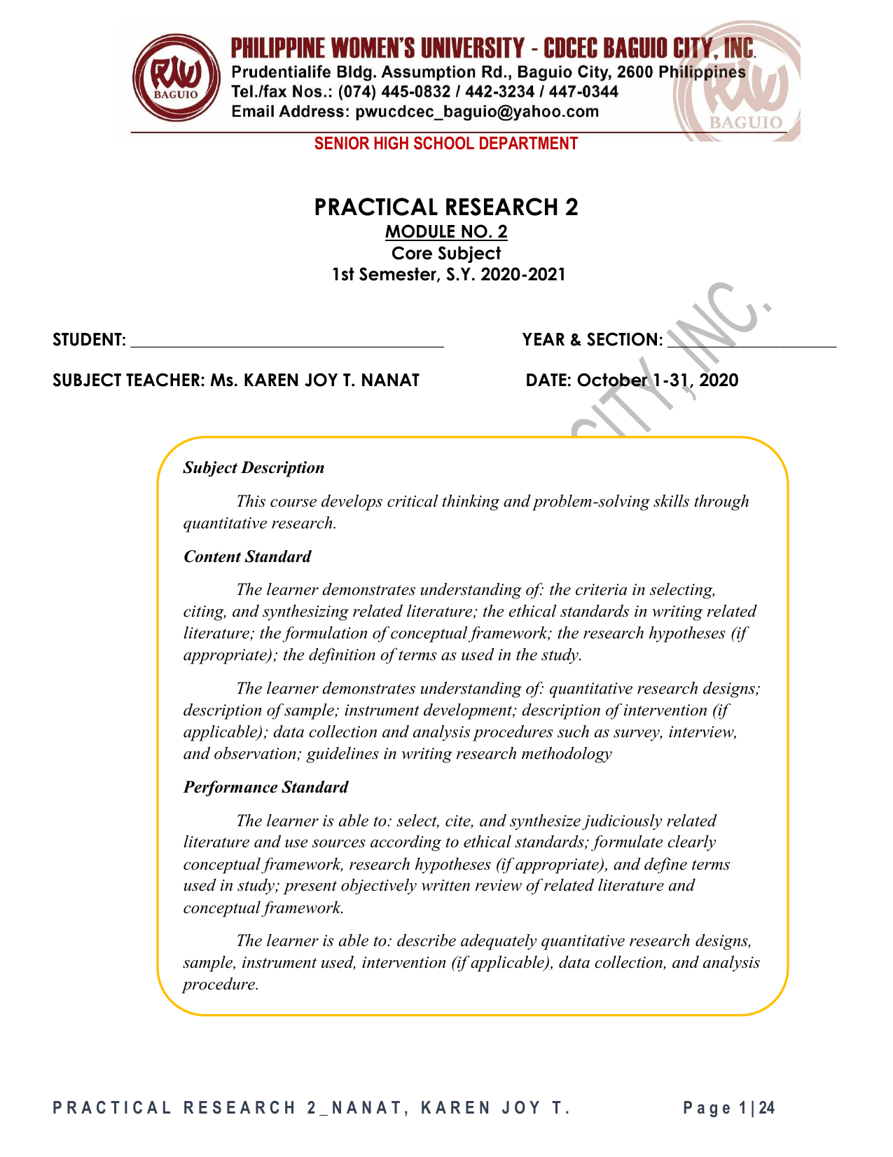 Practical Research 2 Module 3 Q1 Docx 12 Practical Research 2 Quarter ...