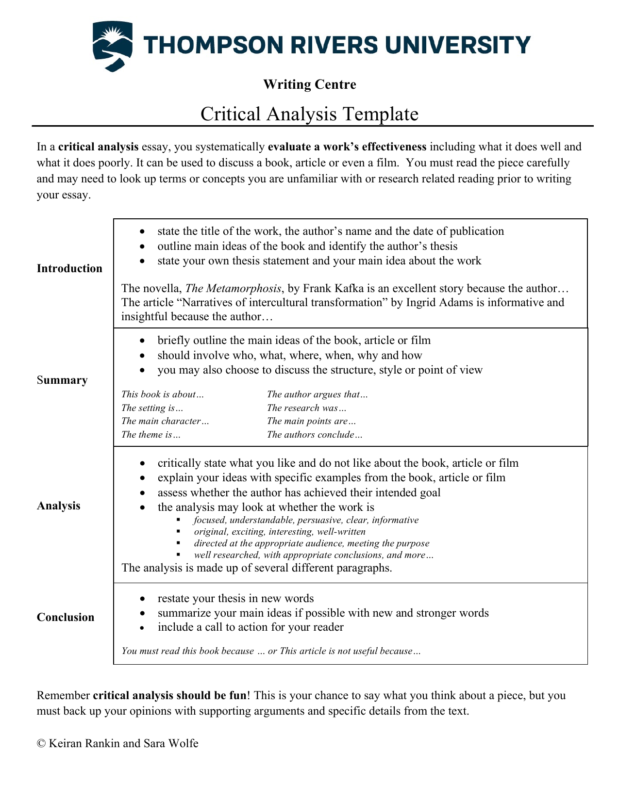 what is a critical essay format