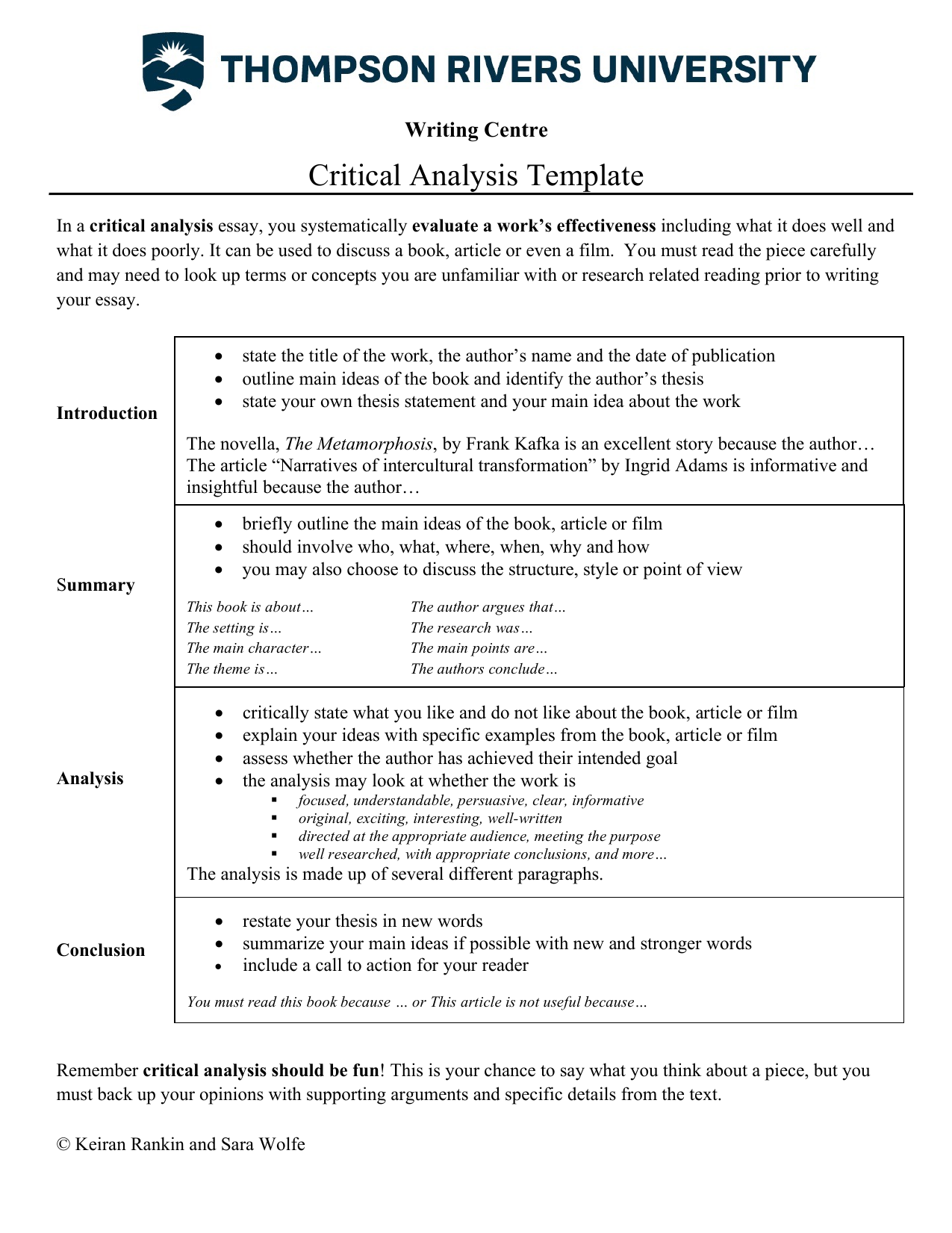 critical analysis essay