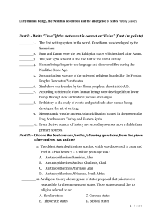 History Worksheet Early Human beings