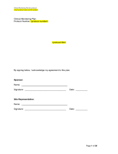 Clinical Monitoring Plan Template