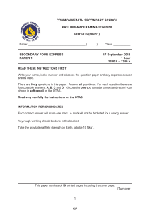 Sec 4 Physics SA2 2018 Commonwealth