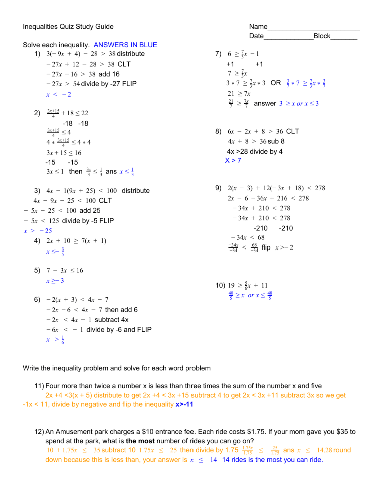 problem solving with inequalities i ready quiz answers