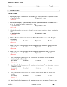 Cummuative Test Chapter 1 and 2 Version 1 Answer Key