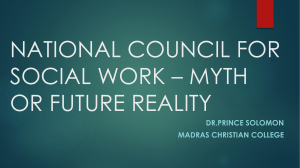 NATIONAL COUNCIL FOR SOCIAL WORK – MYTH OR