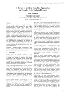 Qureshi (2007)  A Review of Accident Modelling Approaches for Complex Socio-Technical Systems