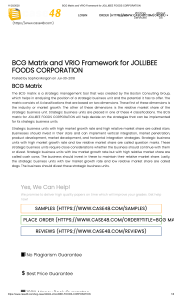 BCG Matrix and VRIO Framework for JOLLIBEE FOODS CORPORATION