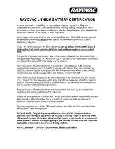 Rayovac Battery Certification