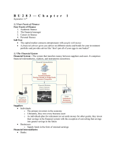 Finance Chapter: Financial System & Markets