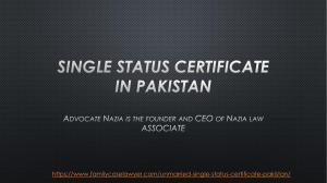 Single Status Certificate in Pakistan by Expert Advice in 2020