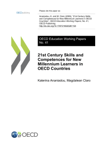 21st Century Skills and Competences for New Millennium Learners in OECD Countries
