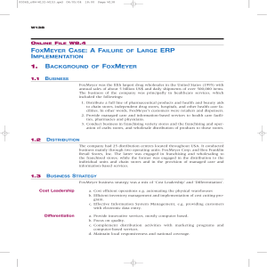 FOXMEYER CASE A FAILURE OF LARGE ERP IMP 