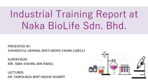 Internship Training Report at Naka BioLife Sdn