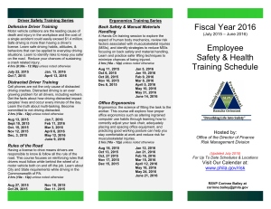 Schedule for Safety Training