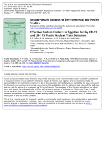 Effective Radium Content in Egyptian Soil by CR-39 and LR-115 plastic nuclear track detectors (1991)