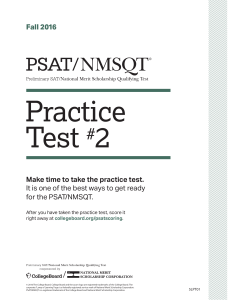 2016 PSAT        PRACTICE TEST 2   Form 5LPT01   FALL 2016 Q&A 64 pgs Time Trial-->King Crab