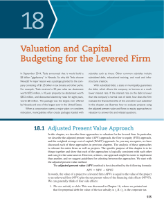 Valuation and Capital Budgeting for Levered Firms
