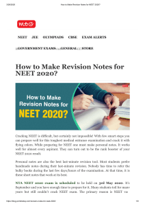 How to Make Revision Notes for NEET 2020 