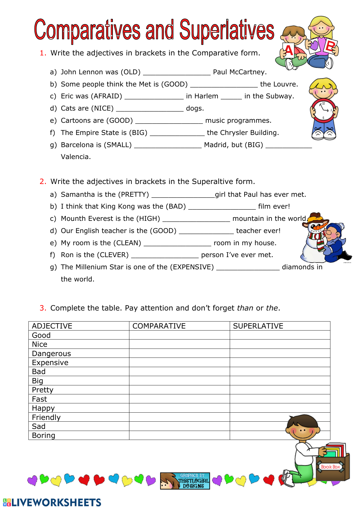 Comparison Of Adjectives Worksheets Printable Free