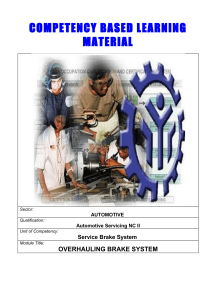 Overhauling Brake System: Automotive Servicing NC II Material