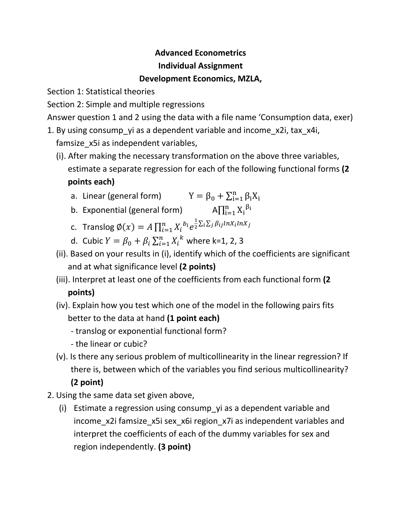econometrics 2 assignment 1