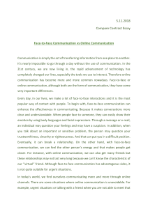 2online vs face to face comm -Compare Contrast Essay