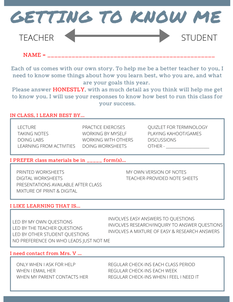 Getting To Know ME Worksheet 6 