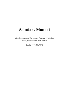 Solutions Manual 9thEdition Ross Westerfield Jordan Fundamentals of Corporate Finance
