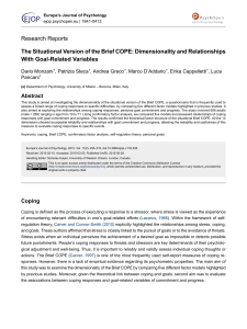 Brief COPE Dimensionality: Situational Coping & Goals