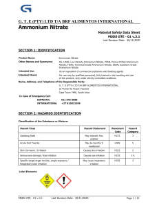 MSDS Ammonium nitrate BRF ALIMENTOS INTERNATIONAL