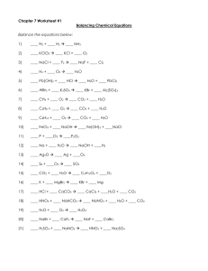 Basic Balancing Chemical Equations Worksheet Template
