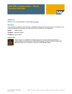 SAP BW Configuration - Basic System Settings