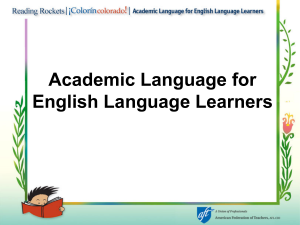 Academic Language for English Language Learners